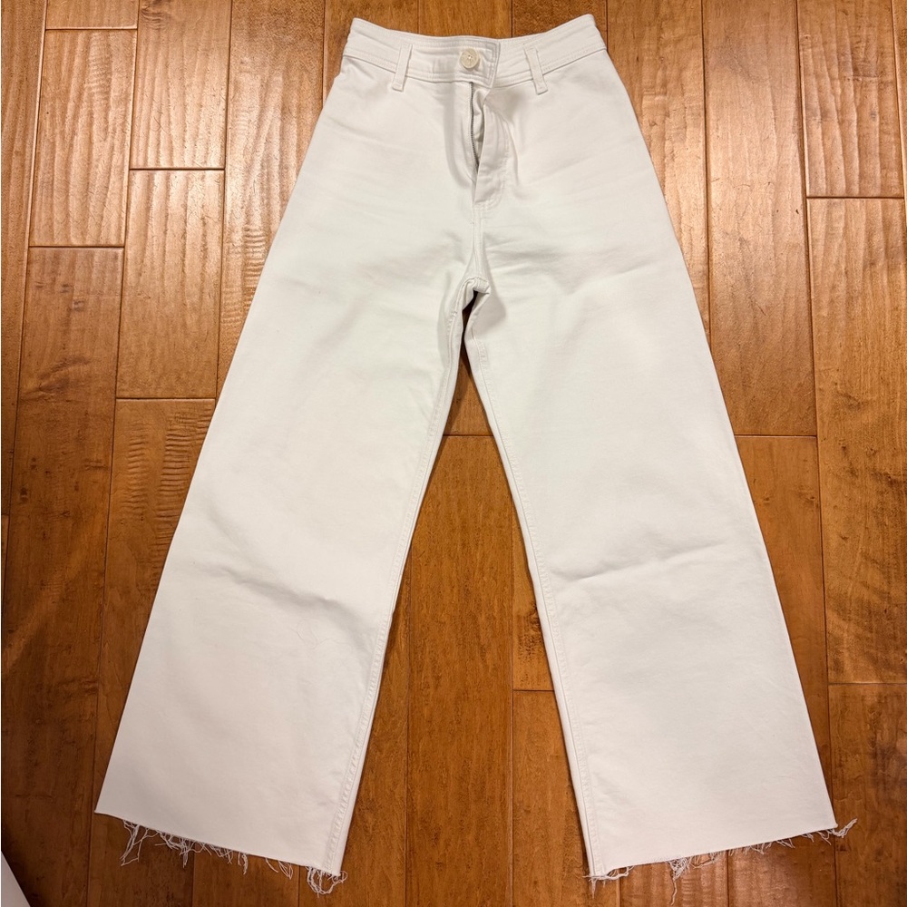 Zara White ZW Marine Straight High-Rise Jeans
